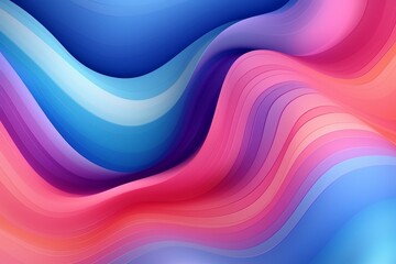 Illustration of vibrant abstract background with wavy pink and blue multicolored surfaces. Generative AI