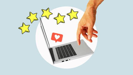 Online reputation management. Customer Experience Concept and Rating for a satisfaction survey, and...