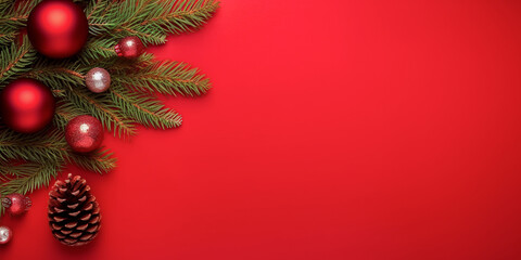 Fototapeta na wymiar Christmas decoration on a red background