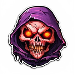 Grim Reaper sticker design isolated on white background. Ai Generative illustration