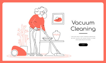 Vacuum cleaning - modern colorful flat design style illustration