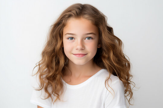 Close up generative ai portrait of a beautiful young girl model advertising hair care beauty products