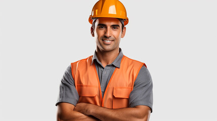 Attractive worker isolated on a transparent background