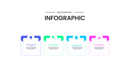 infographic vector design with icons and 4 options or steps. Infographics for business concepts. Can be used for presentation banners, workflow layouts, process diagrams, flow charts, info charts