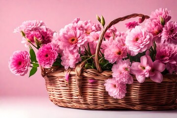 Obraz na płótnie Canvas basket of pink flowers