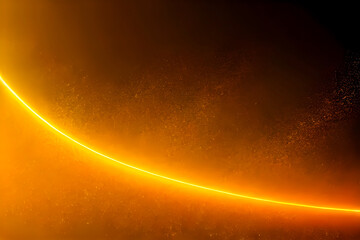 Abstract golden background with curved glowing line and particles