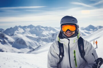 Portrait of skier in mountains