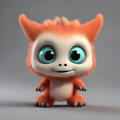 Fototapeta premium cute little monster smooth skin soft fur bright eyes