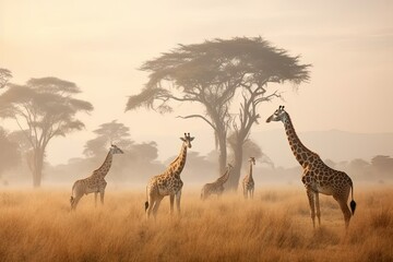 Fototapeta na wymiar Giraffe in the Savannah of Africa