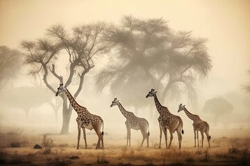 Giraffe in the Savannah of Africa