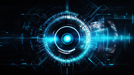 Obraz premium Futuristic eye scan. Technology background concept. Generative AI.