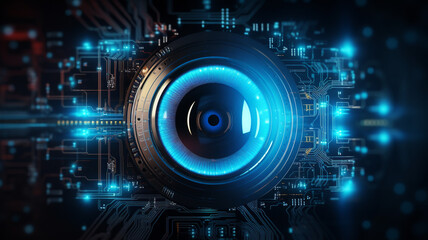 Fototapeta premium Futuristic eye scan. Technology background concept. Generative AI.
