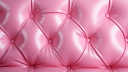 Beautiful pink leather upholstery sofa with buttons. Skin texture.