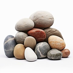 Fototapeta na wymiar Set of rocks and stones isolated on white background