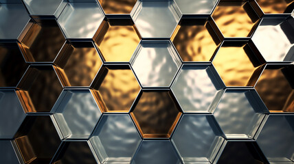 Abstract luxury hexagon background with copyspace. Generative AI. - obrazy, fototapety, plakaty