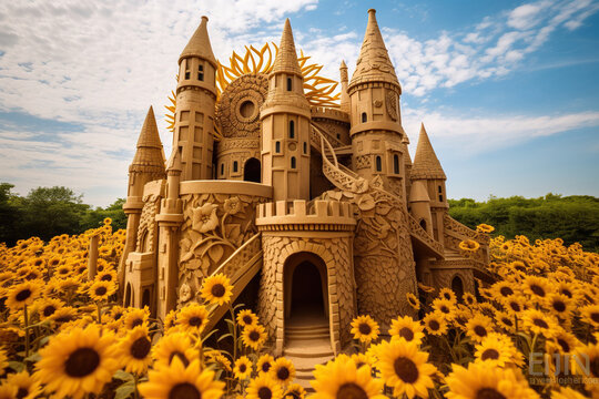sunflower castle castle made with sunflower