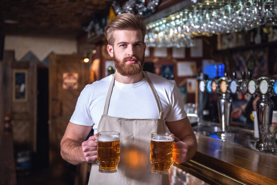 Handsome bearded bartender