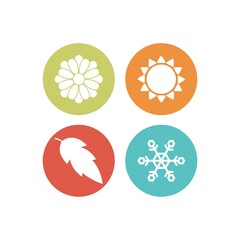 Four seasons winter spring summer fall simple icon set isolated on white background