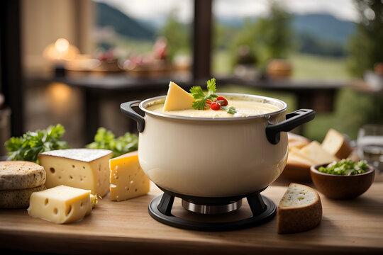 Swiss Cheese Fondue, Swiss dish, Switzerland, fondue gruyere