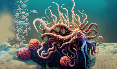 Obraz premium octopus in aquarium