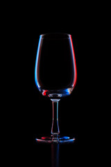 Neon Silhouette of empty wine glass