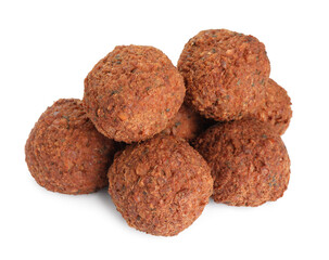 Delicious falafel balls on white background. Vegan meat products