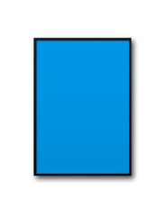 Black picture frame hanging on a transparent background. Empty blue picture