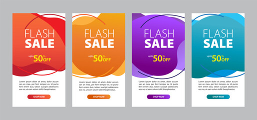 Dynamic modern fluid mobile for flash sale banners. Sale banner template design, Flash sale special offer set. modern mobile for flash sale banners