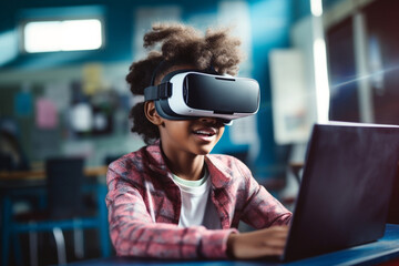 Futuristic sitting virtual adult innovation vr business technology reality headset simulator modern male