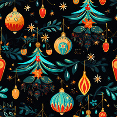 Seamless Christmas Vector XMas Pattern Design Texture New Year Colorful Illustration SVG