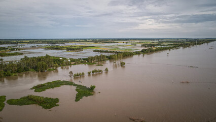 The aerial view of the Mekong Delta in Southern Vietnam