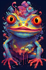 Colorful deadly frog watercolor art