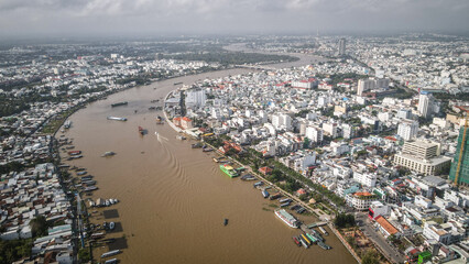 The aerial view of the Mekong Delta in Southern Vietnam