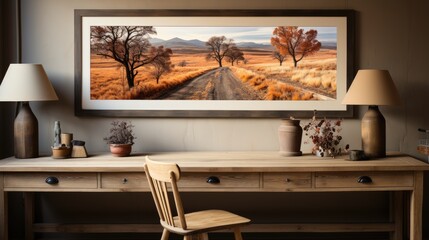 Frame mock up in Home Office  Farmhouse Style , Mockups Design 3D, HD