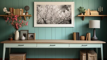 Frame mock up in Home Office  Farmhouse Style , Mockups Design 3D, HD