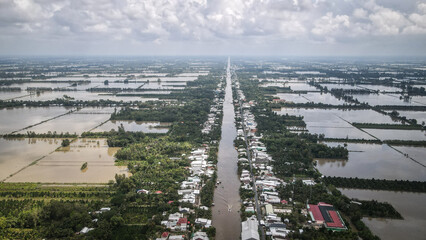 The aerial view of the Mekong Delta in Southern Vietnam