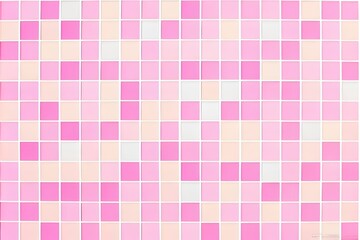 Pink tile wall chequered background bathroom floor texture. Ceramic wall and floor tiles mosaic background in bathroom