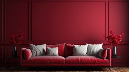 Frame mock up in Guest Room Contemporary Glam in Red, Mockups Design 3D, HD