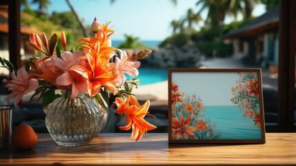 Frame mock up inKitchenTropical Resort in Analogous, Mockups Design 3D, HD