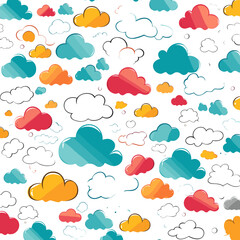 Speech bubbles pattern, background, hand-drawn cartoon flat art Illustrations in minimalist vector style