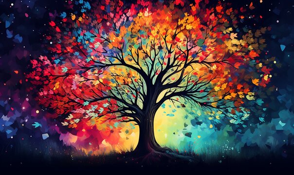 Tree Background Filled With Beautiful Colors