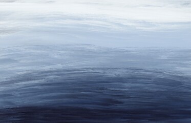 Deep Blue Serenity, Textured Seascape Abstract gradient, in digital oil painting technique