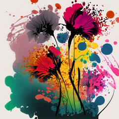 sfondo, fiori, piante, primavera, campo fiorito, pennellate di colore - 652384882