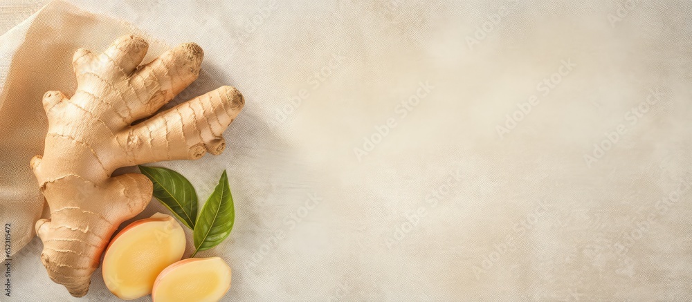 Poster ginger isolated pastel background copy space overhead view