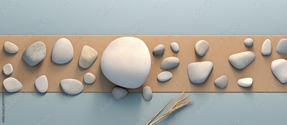 Aufkleber fascinating sedimentary stone with rectangular particles isolated pastel background copy space