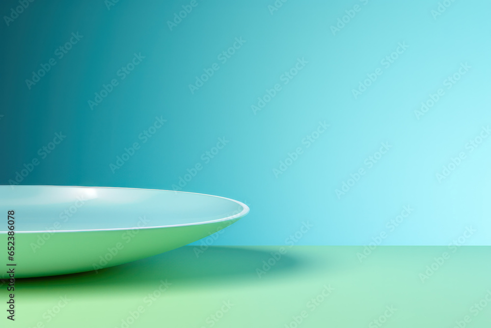 Poster vibrant dimensions: abstract 3d rendering in green and blue, a mesmerizing interplay of colors and d