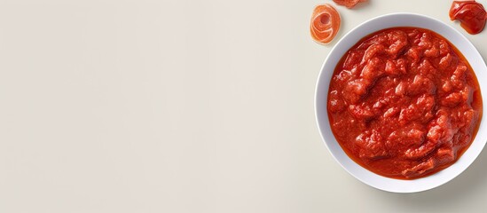 Stewed meat in a can placed on a isolated pastel background Copy space