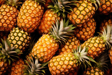 Fototapeta premium Pineapple Paradise: A Pile of Fresh Fruit, A Glimpse into Nature's Bountiful Harvest