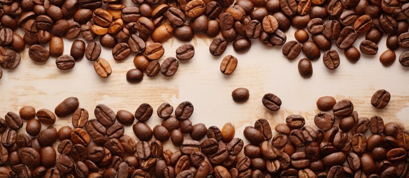 Map of coffee beans on isolated pastel background Copy space