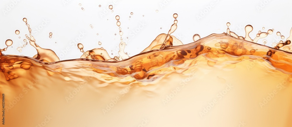 Aufkleber liquid splashes with droplets on a isolated pastel background copy space for design